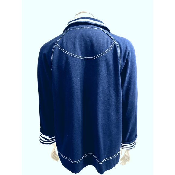 Anne Klein Sport Cotton Polyester Blend Navy Blue Jacket Size M - Picture 4 of 12
